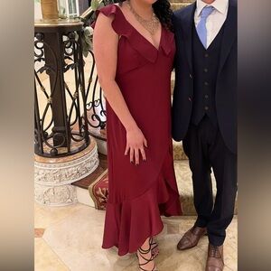 Express Burgundy Asymmetrical Dress